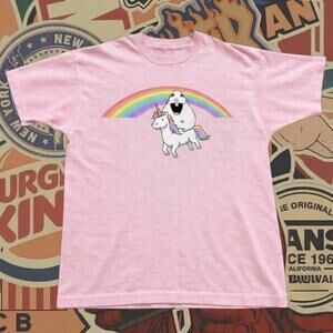 Unicorn Tee With Graphic Of A White Unicorn With A Rainbow Mane And Tail